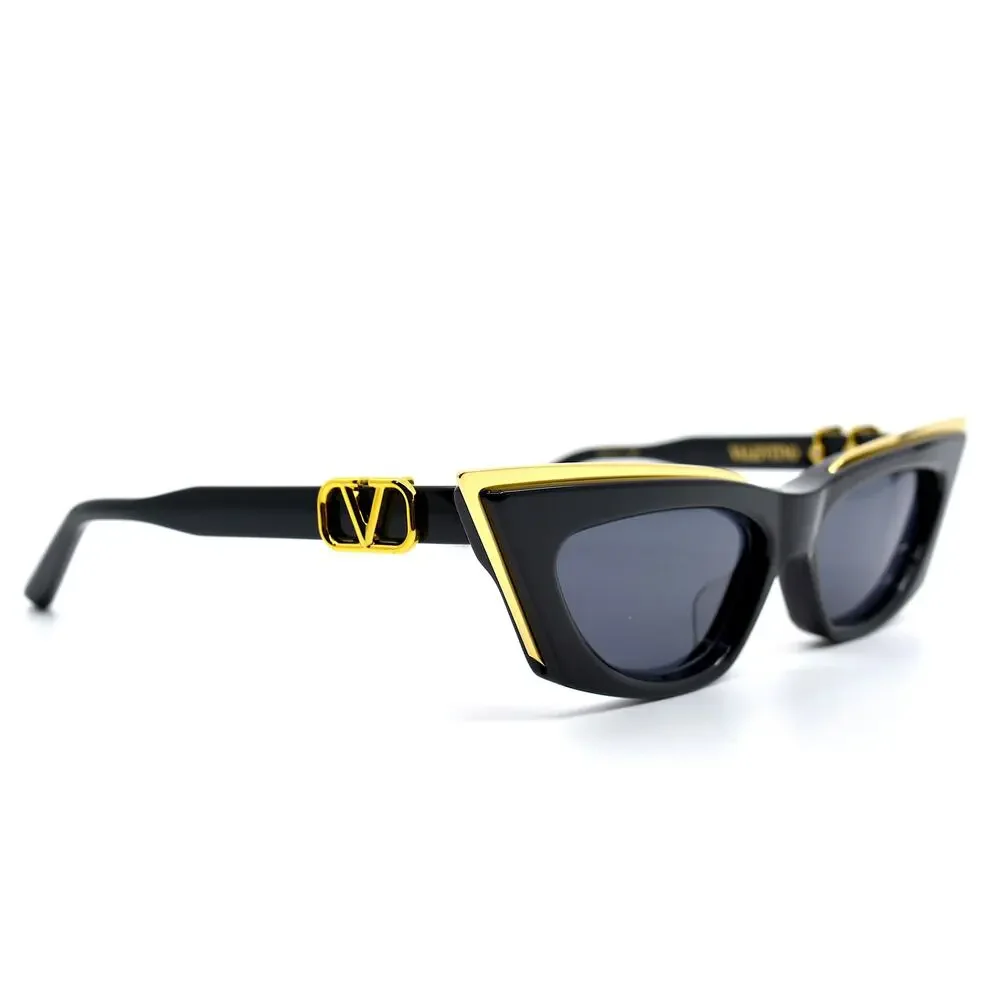NEW VALENTINO GOLDCUT VLS-113A-55 BLACK GREY LENS SUNGLASSES AUTHENTIC - Picture 11 of 15